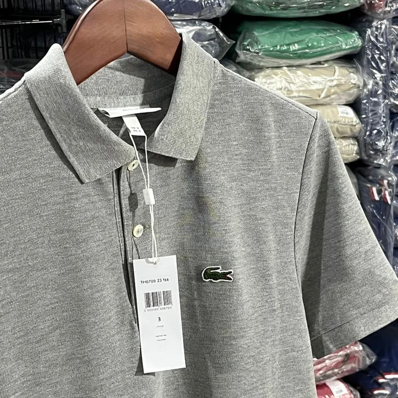 Polo Basica Lacoste Cor Cinza Mescla