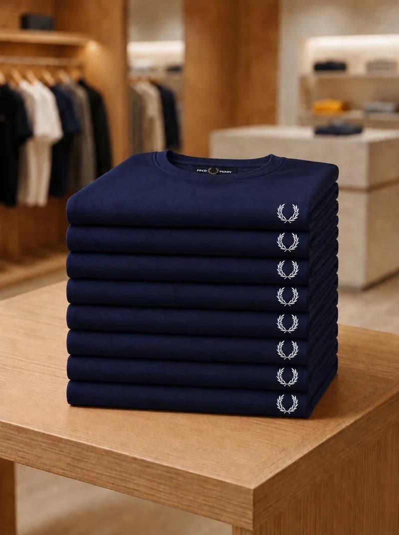 Camiseta Basica Fred Perry cor Azul Marinho — imagem 1 de 1