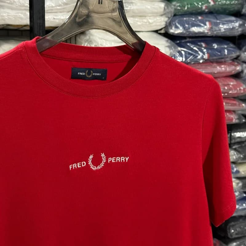 Camiseta Estampada Fred Perry cor Vermelha